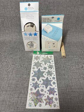 NOS Martha Stewart Layering Punch Star Punch All Over Page Starry Sky 4pc Lot